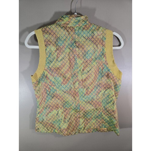 Full Zip ids Express Collection Yellow Collared Sweater Vest Sz L Psychedelic - Picture 5 of 7